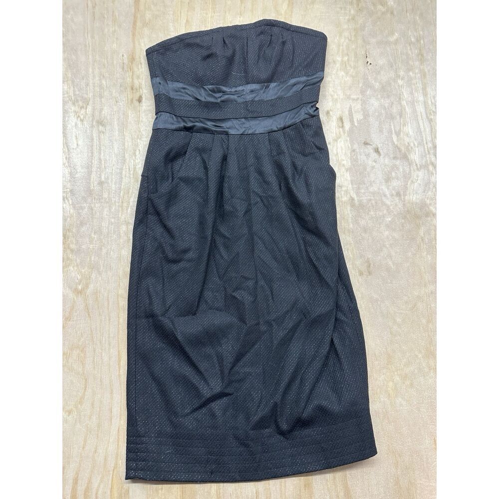 Diane von Furstenberg Dress Black Filomena Strapless Wool Silk Midi Dress Sz 6